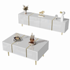Modern High-gloss TV Cabinet TV Stand and Coffee Table Set for Living Room,White