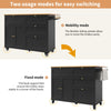 ROLLING KITCHEN ISLAND WITH DROP LEAF TOP, 3 STORAGE DRAWERS & TOWEL RACK, BLACK