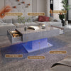 High gloss Coffee Table with RGB LED Lights Living Room Cocktail Sofa Table Grey