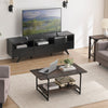2-Tier Large Wood Coffee Table with Storage Shelf Living Room Furniture