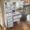 Dressing Table 10 LED Lights Vanity Table with Sliding Mirror Makeup Table Stool