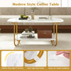 Modern 2-tier Tea Table Faux Marble Top Coffee Table-White