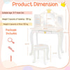 Kids Princess Vanity Table & Chair Set w/Pull-out Drawer & Stool-White