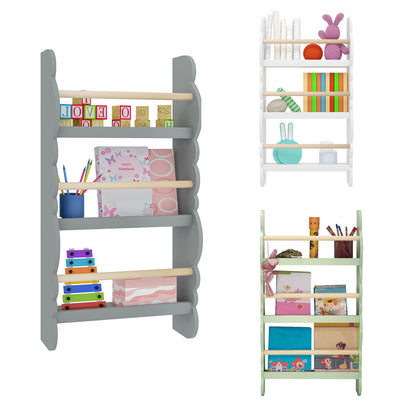 3Tier Children Bookcase Wall Mounted Display Bookshelf Storage Unit Shelves Rack