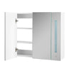 2 Doors Bathroom Cabinet White Cupboard Wall Mounted LED Mirrored 3-Tier Shelves