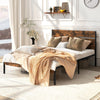 Metal Bed Frame Industrial Platform Bed King Size-Brown