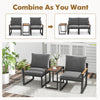 3Pcs Outdoor Conversation Set Garden Patio Furniture Chair Table Set w/Cushions
