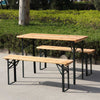 BIRCHTREE Beer Table Bench Set Picnic Dining 3 PCS Wooden Folding Outdoor 1.17m