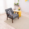 New Accent Chair Wood Frame with Cushion Balck Wide Seat Armchair