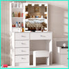 Modern Vanity Dressing Table Makeup Desk with LED Light Mirror Stool Drawer Set
