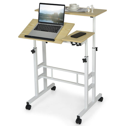 Mobile Standing Desk Laptop Computer Cart Portable Height Adjustable Workstation