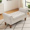 Linen Fabric Upholstered Bench Bed End Window Seat Ottoman Storage Stool Bedroom