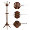 Solid Wood Coat Stand Heavy Duty Freestanding Hallway Coat Rack Tree w/ 8 Hooks