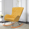 Solid Wood Rocking Chair Upholstered Linen/Velvet Fabric High Back Lounge Seat