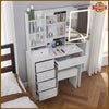 White Dressing Table with LED Lights Mirror Vanity Make up Desk Stool Set Drawer