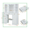 Modern Vanity Dressing Table Makeup Desk with LED Light Mirror Stool Shelf Set