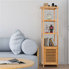 Tall Bamboo Bathroom Storage Cabinet Unit Cupboard with 3 Open Shelves