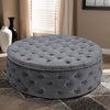 Large Round Coffee Table Chesterfield Footstool Linen Ottoman Pouffe Deep Button