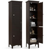5-Tier Bathroom Tall Cabinet Slim Freestanding Storage Organizer Cupboard 2 Door