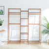 Wooden Clothes Rail Rack Garment Stand Display Open Wardrobe w/ Bottom&Top Shelf