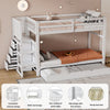 Triple Sleeper Kids Bunk Bed 3FT Wooden Frame w/ Trundle Bed & Chest of Drawers