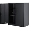 Metal Storage Cabinet w/ 3 Keys 2 Adjustable Shelves & Magnetic Door Black