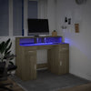 Desk with LED Lights Writing Working Table Sonoma Oak Engineered Wood