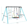 Kids Swing Set PlayFrame Nest Tree Swing Climbing Ladder Seesaw Metal Frame Blue