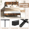 Metal Bed Frame Industrial Platform Bed King Size-Brown