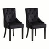 Set of 2 Black Velvet Dining Chairs Tufted High Back for Dining Room Kitchen