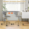 Home Office Desk Chair Set of 2 w/ Hand-woven Back & Golden Metal Legs (Grey)