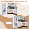 Wooden Play Kitchen Kids Pretend Play Kitchen Toy w/Freestanding Refrigerator