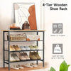 isightguard Shoe Rack 4 Tier Shoe Storage Rack with Wooden Top, Shoe Organise...