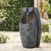 Solar Water Feature Fountain with LED Lights Cascading Stone Garden Outdoor Grey