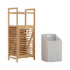 Free Standing Clothes Storage Basket Rack Bamboo Wooden Organizer Corner Hampers