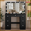 Large LED Light Mirror Dressing Table Set with 7 Drawers Vanity Make up Desk