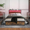 Double Size Bed Frame Metal Bed Platform LED Lights Headboard & 4 Storage Drawer