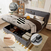 Ottoman Storage Bed Frame 4ft6 Double Bed with Headboard Velvet Fabric Grey
