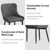 Set of 2 Dining Chairs PU Faux Leather Metal Legs Restaurant Chairs Grey Chairs