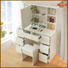 Dressing Table Stool Set With 7 Drawers Mirror Makeup Desk Vanity Table Bedroom