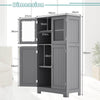 Bathroom Floor Cabinet Freestanding Storage Cupboard W/ 2 Tempered Glass Doors
