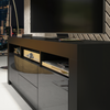 160cm TV Unit Cabinet | Sideboard Cupboard | Black High Gloss Doors | Modern