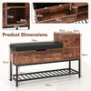 Entryway Bench Shoe Bench with Flip Top Box & 2 Door Cabinets Brown