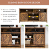 150cm Sliding Barn Door TV Stand Farmhouse Flat Screen Console-Coffee