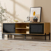TV Stand Cabinet Rattan TV Table Storage Unit TV Entertainment Unit w/ 2 Doors