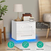 High Gloss Bedside Table RGB LED Bedside Cabinet 2/3 Drawers Nightstand