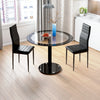 90cm Round Glass Dining Table and 2 Padded Chairs Set, Home Dining Kitchen Set