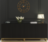 Modern Sideboard I 200cm I Black I Fluted Fronts I Gold Legs I Storage Cabinet