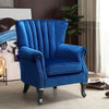 Upholstered Retro Velvet Wing Back Chair Chesterfield Queen Anne Sofa Rivets Arm