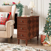 Slim Side Table with 3 Drawers,Fully Assembled Narrow Side Table Wood Nightstand
